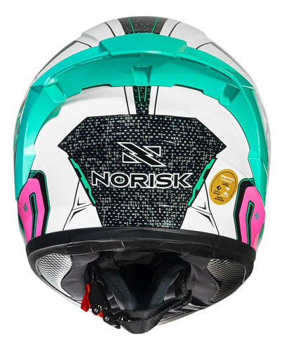 Capacete Norisk Flow Robot com 2 Viseiras e Spoiler Branco Verde Brilhante