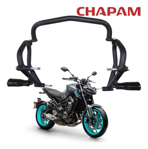 Protetor de Motor com Slider Chapam Yamaha Mt-09 2014 a 2025 Preto Fosco