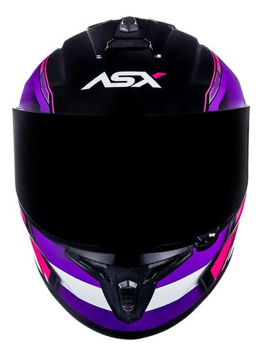 Capacete ASX Draken Pilot Preto Lilás Rosa Brilhante