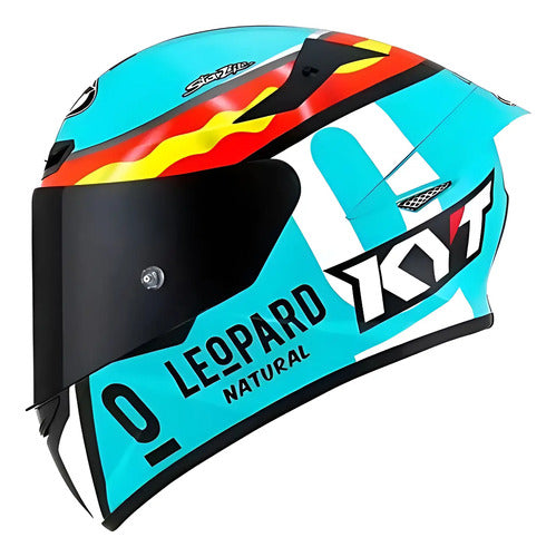 Capacete KYT TT-Course Jaume Masia Leopard Espanha Azul Brilhante