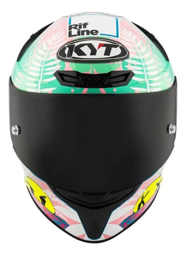 Capacete KYT TT-Course Riccardo Rossi Barcelona Branco Brilhante Tamanho 58/M