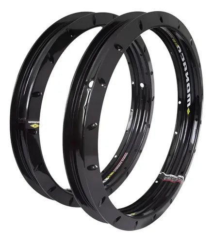 Par de Aros de Roda GS Monaco Honda Xre Sahara Tornado 300 1.85x21 e 2.15x18 Preto Brilhante
