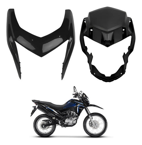Kit Carenagem do Farol Paramotos Honda Bros 160 2015 a 2021 Preto Brilhante