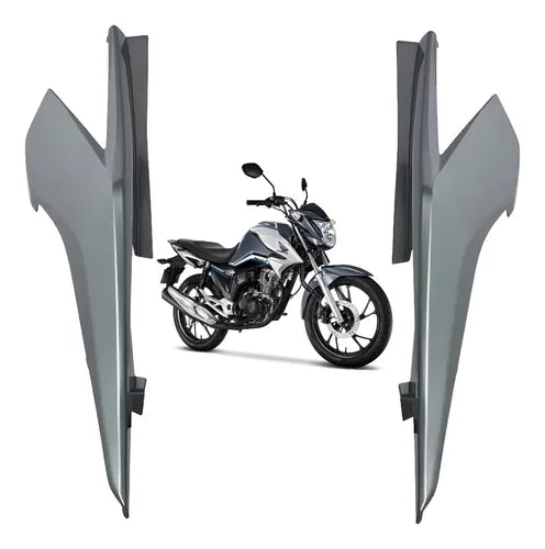 Par de Rabetas Laterais Paramotos Honda Cg 160 Titan 2016 a 2024 Prata Ibiúna