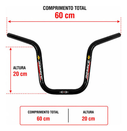 Guidão Alto Monaco Honda Cg 125 150 160 Titan Fan Start Cargo Preto Brilhante