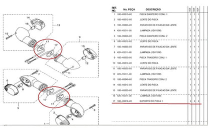 Suporte do Pisca Yamaha Factor 125 Fazer Factor Crosser 150 Fazer Lander 250