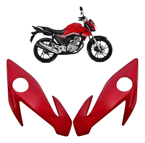 Par de Carenagens Laterais do Farol Paramotos Honda Cg 160 Titan 2016 a 2021 Vermelho Marrakesh