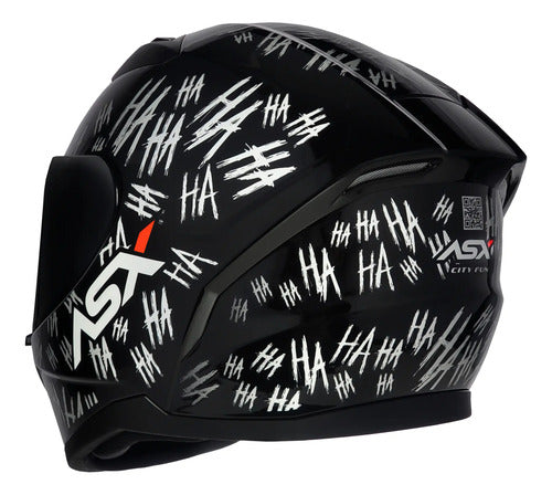 Capacete ASX City Fun Preto Branco Brilhante