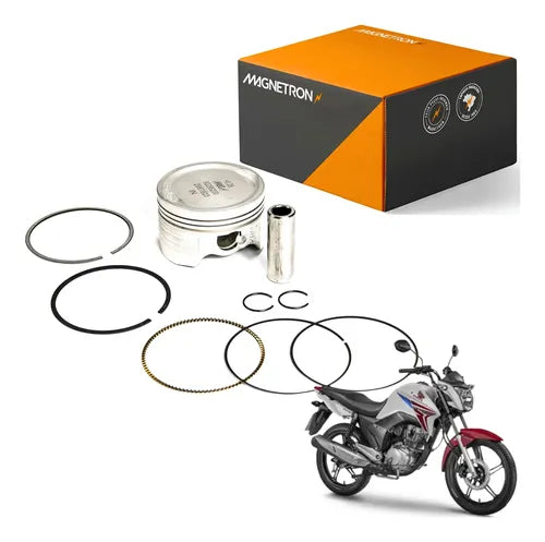 Kit Pistão com Anéis Magnetron Honda Bros 150 2006 a 2014 Cg 150 Titan Fan 2004 a 2015 0,25 mm