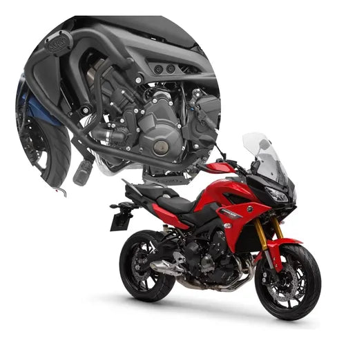 Protetor de Motor com Pedaleira Scam Yamaha Tracer 900 2020 em diante Preto Fosco