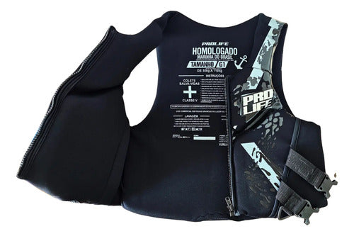 Colete Salva Vidas Flutuante Jet Ski Neoprene Homologado Preto