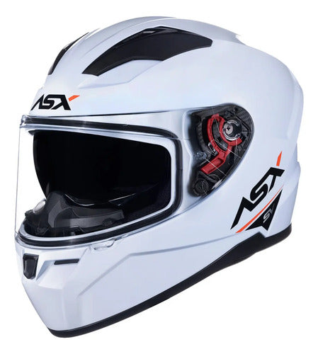 Capacete ASX City SV Solid com Óculos Solar Interno Branco Vermelho Preto Brilhante
