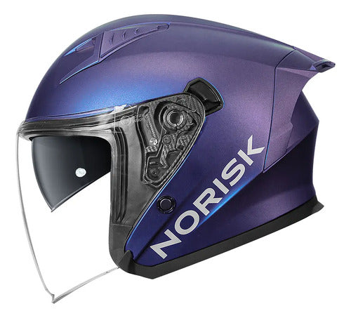 Capacete Aberto Norisk Downtown II Solid com Óculos Solar Interno Azul Fosco Tamanho 62/XL
