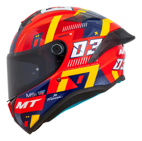 Capacete MT Helmets Targo S Sergio Garcia 2024 Vermelho Amarelo Azul Brilhante