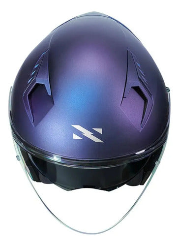 Capacete Aberto Norisk Downtown II Solid com Óculos Solar Interno Azul Fosco Tamanho 60/L