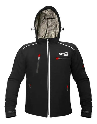 Jaqueta GP Tech Soft Casual Resistente à Água Masculina Preto Vermelho