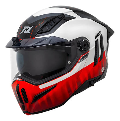 Capacete Escamoteável Axxis Ghostfighter SV Grid Branco Vermelho Brilhante Tamanho 60
