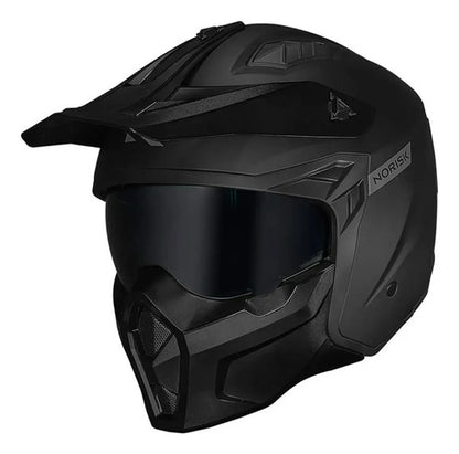 Capacete Aberto Norisk Darth II Solid com Óculos Preto Fosco