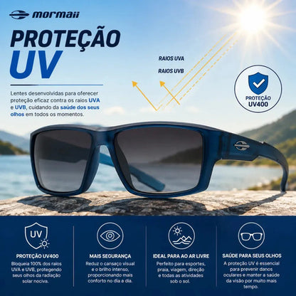 Óculos De Sol Mormaii Joaca 4 Armação Azul Escuro Translúcido M0112kc633 Lente Degradê Curvado Cinza