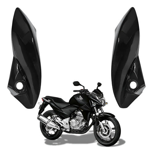 Par de Carenagens Laterais do Farol Paramotos Honda Cb 300r 2009 em diante Preto Brilhante