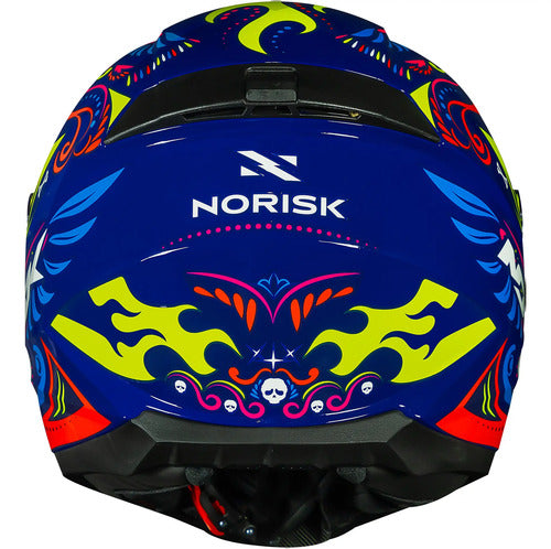 Capacete Norisk Razor Circus Azul Amarelo Brilhante Tamanho 62/XL