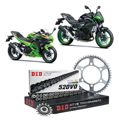 Kit Relação DID Premium com Retentor Kawasaki Ninja 500 Z500 2024 a 2025 520VO 108L 43/14T