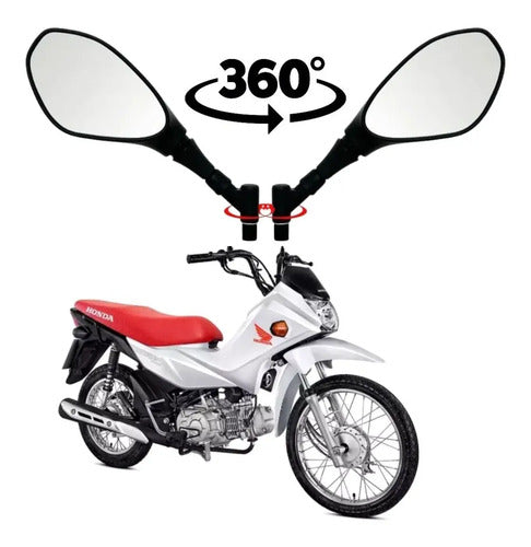Par de Espelhos Retrovisores GVS RVG Giro 360 Universal Rosca Honda