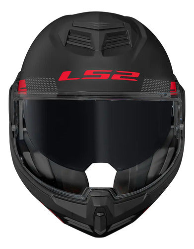 Capacete Escamoteável LS2 FF906 Advant Bend com Óculos Solar Preto Vermelho Fosco