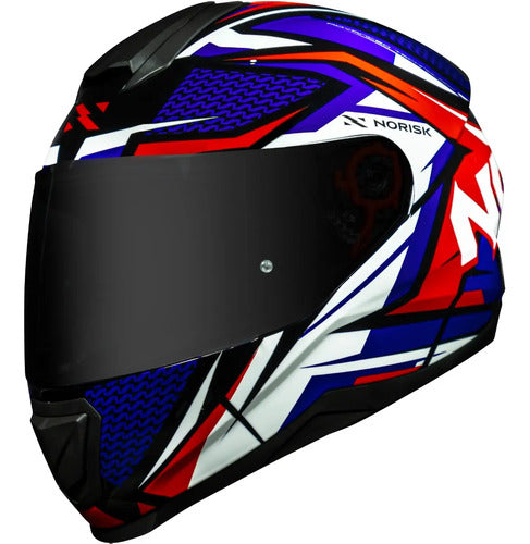 Capacete Norisk Razor Sharp com Spoiler Azul Vermelho Brilhante