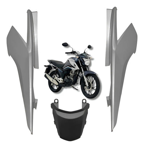 Kit Rabeta Lateral Completa Paramotos Honda Cg 160 Titan 2016 a 2024 Cinza