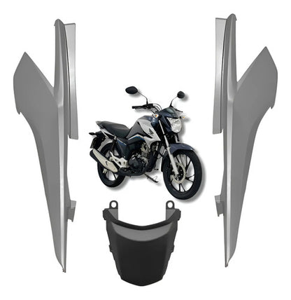 Kit Rabeta Lateral Completa Paramotos Honda Cg 160 Titan 2016 a 2024 Cinza