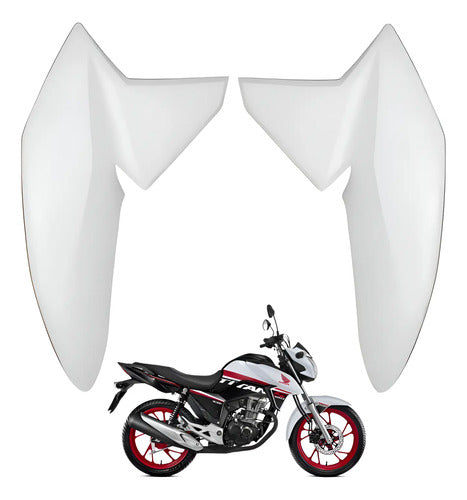 Par de Aletas Abas do Tanque Paramotos Honda Cg 160 Titan 2016 a 2021 Branco Andes Perolizado