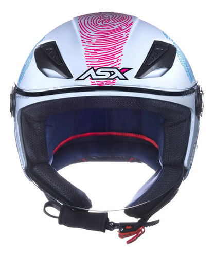 Capacete Aberto ASX City Air Passion Branco Rosa Azul Brilhante
