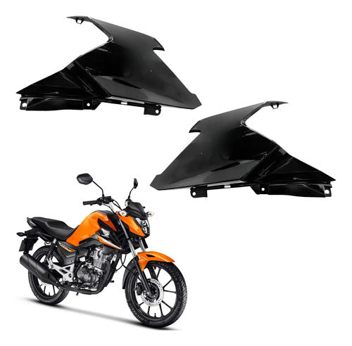 Par de Aletas Abas do Tanque Paramotos Honda Cg 160 Titan 2025 em diante Preto