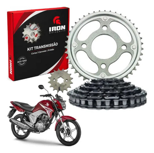 Kit Relação Iron sem Retentor Honda Cg 150 Titan Fan Start Cargo 2004 a 2015 428H 118L 43/16T