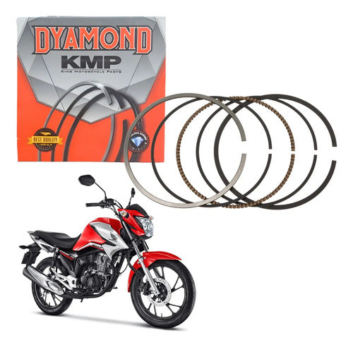 Jogo de Anéis do Pistão KMP Honda Cg 160 Titan Fan Start Cargo 2016 a 2025 Bros 160 2015 a 2025 1,00