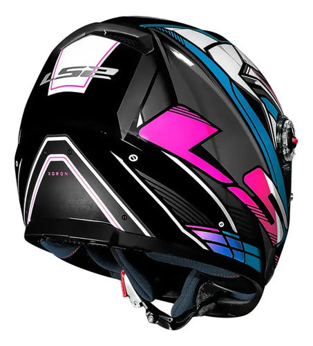 Capacete LS2 FF358 Xdron Ciano Rosa Brilhante