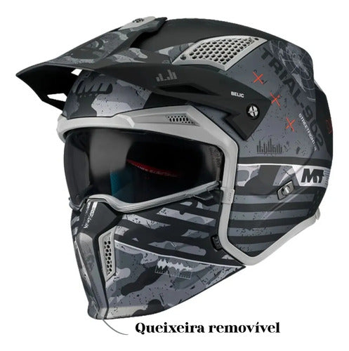 Capacete MT Helmets Streetfighter SV S Belic com Óculos Solar Interno Cinza Fosco