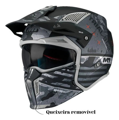 Capacete MT Helmets Streetfighter SV S Belic com Óculos Solar Interno Cinza Fosco