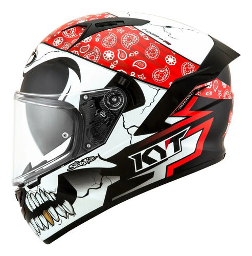 Capacete KYT TT-Course Pirate Preto Branco Vermelho