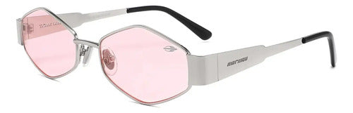 Óculos De Sol Mormaii M0190 Metal Hexagonal Óculos Solar M0190 Feminino Lente Rosa Prata Preto Metal