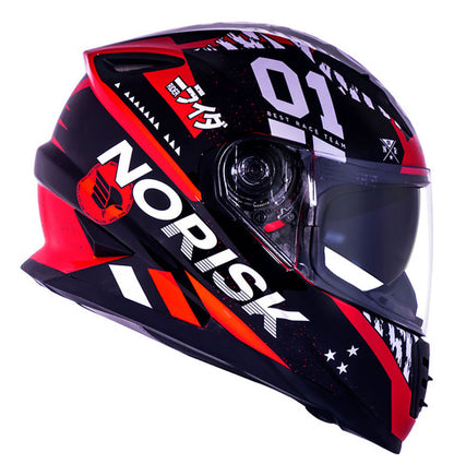 Capacete Norisk FF302 Soul Tokyo com Óculos Solar Interno Preto Vermelho Brilhante