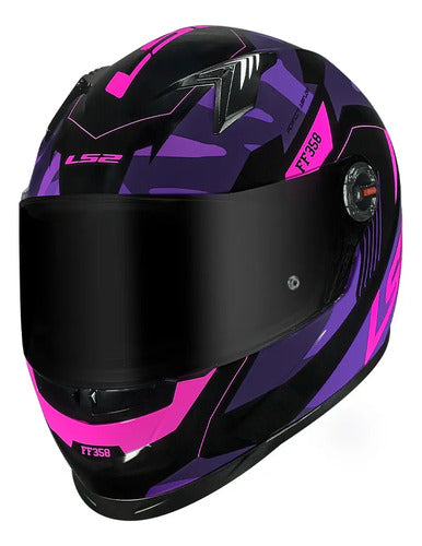 Capacete LS2 FF358 Tank Preto Roxo Brilhante Tamanho 60/L
