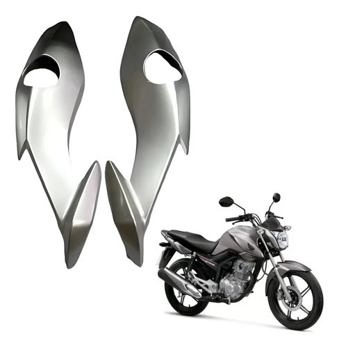 Par de Carenagens Laterais do Farol Paramotos Honda Cg 160 Fan Start 2022 a 2024 Prata Force