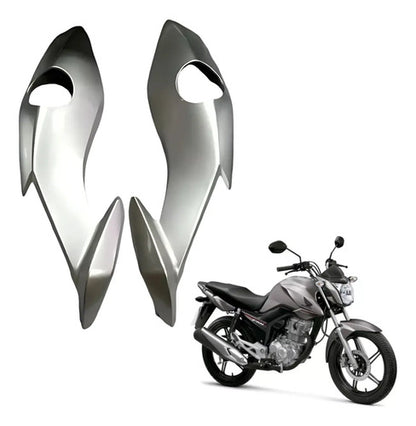 Par de Carenagens Laterais do Farol Paramotos Honda Cg 160 Fan Start 2022 a 2024 Prata Force