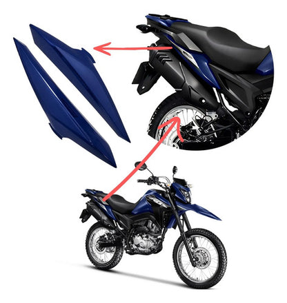 Par de Tampas Laterais Traseiras Paramotos Honda Bros 160 2025 em diante Azul
