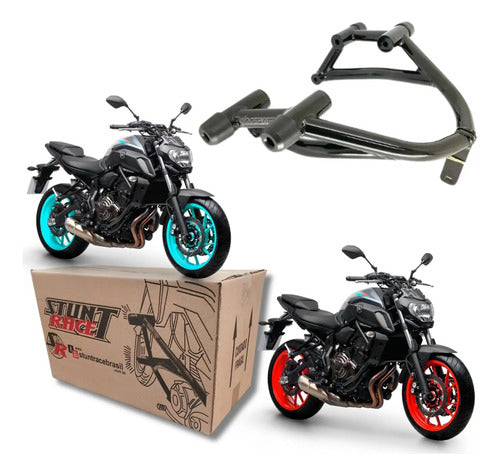 Protetor de Motor Stunt Race Cage Yamaha Mt-07 2015 em diante Preto Brilhante