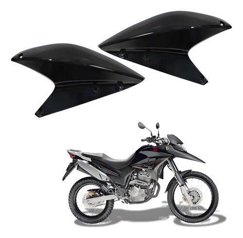 Par de Abas do Tanque Superiores Paramotos Honda Xre 300 2010 a 2012 Preto Brilhante