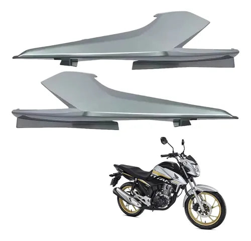 Par de Rabetas Laterais Paramotos Honda Cg 160 Titan 2016 a 2024 Prata Edição Especial