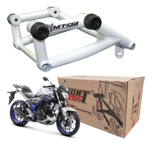 Protetor de Motor Stunt Race Cage Yamaha Mt-03 2016 a 2026 Branco Brilhante